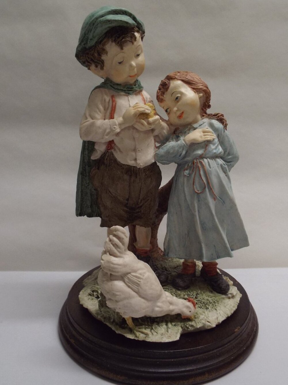 VINTAGE 1980s Capodimonte Style Boy & Girl w/ Chickens - NO Blemishes, BEAUTIFUL